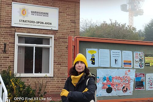 Manuela at fire station